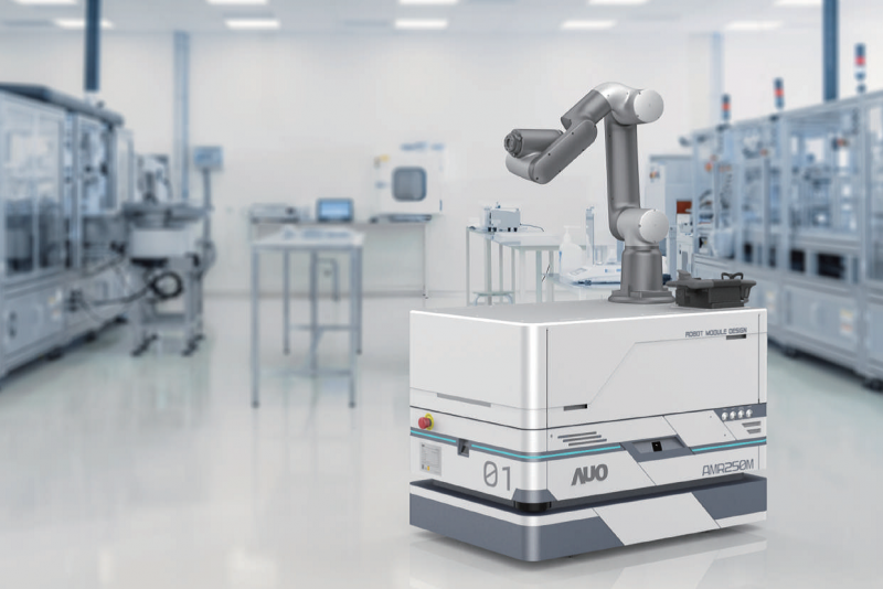 九洲国际整合AI人工智慧、IoT物聯網與Cloud雲端平台服務，開發模組化AMR 250M自主移動機器人，滿足多元自動化生產需求，在智慧工廠中扮演著串接和搬運的角色